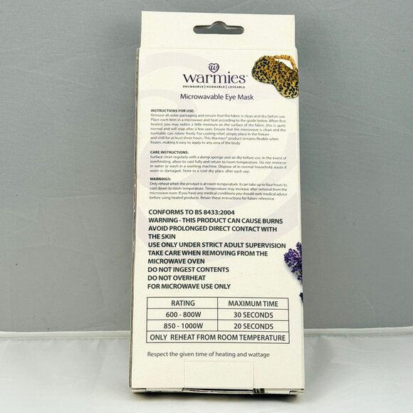 Warmies Microwavable Eye Mask Leopard Print Relaxing Lavender Scentful NIB - Picture 2 of 4
